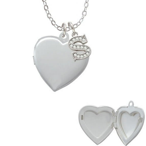 Heart Locket - S - Crystal Initial Sophia Necklace, 18"+1"