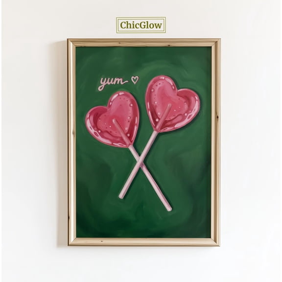 Heart Lollipop Candy Kitchen Wall Art Home Decor Unframed Paper Print