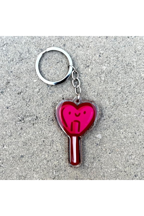 Heart Lollipop Keychain | Cute acrylic keychain | cute candy keychain | candy heart keychain | Valentines keychain | happy food keychain