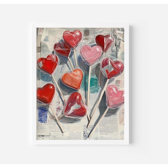 Heart Lollipop Poster Valentines Pastel Room Decor, Unframed Poster Size 16x24 F03.1.19l535