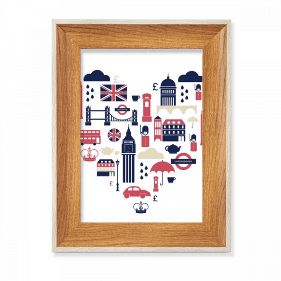 Heart London Bridge UK Big Ben Desktop Wooden Photo Frame Display Picture Art Painting Multiple Sets