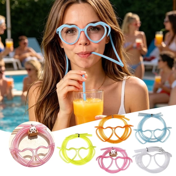 Heart Loop Drinking Straw With Box Cat Charm Reusable Sipping Straw For Home Party Daily Cocktail Cold Drink Use(Blue-10.8X5Cm)