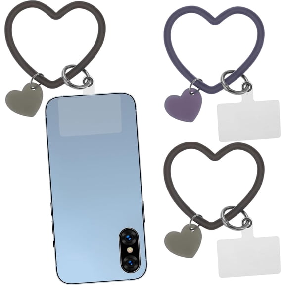 Heart Loop Phone Lanyard, 2PCS Silicone Phone Wrist Strap with Key Chain Holder Universal Phone Strap Holder Hand Phone Charms for All Smartphones Phone Case