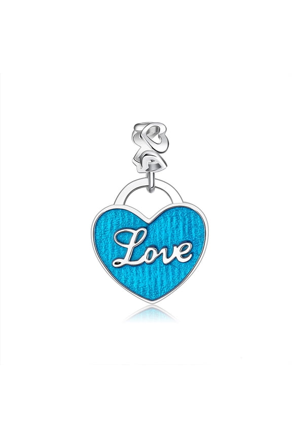 Heart Love Charm European Bead Sterling Silver Blue Ginger Lyne Collection