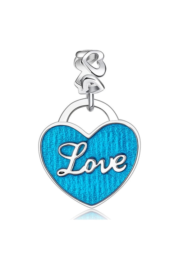 Heart Love Charm European Bead Sterling Silver Blue Ginger Lyne Collection