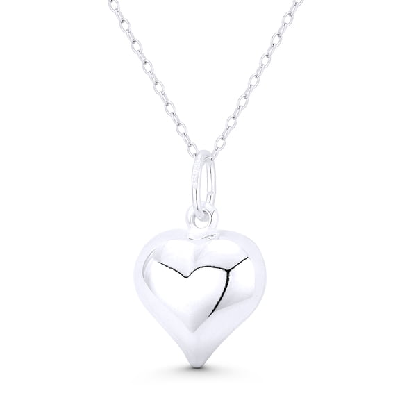 Heart Love Charm Reversible 3D 24x16mm (0.9x0.6in) Pendant in .925 Sterling Silver