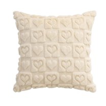 Heart Love Cute Beige Valentine Throw Pillow Covers 18x18 - Soft Plush Faux Fur Decorative Pillow Covers for Couch Sofa, Cozy Valentines Day Home Decorations