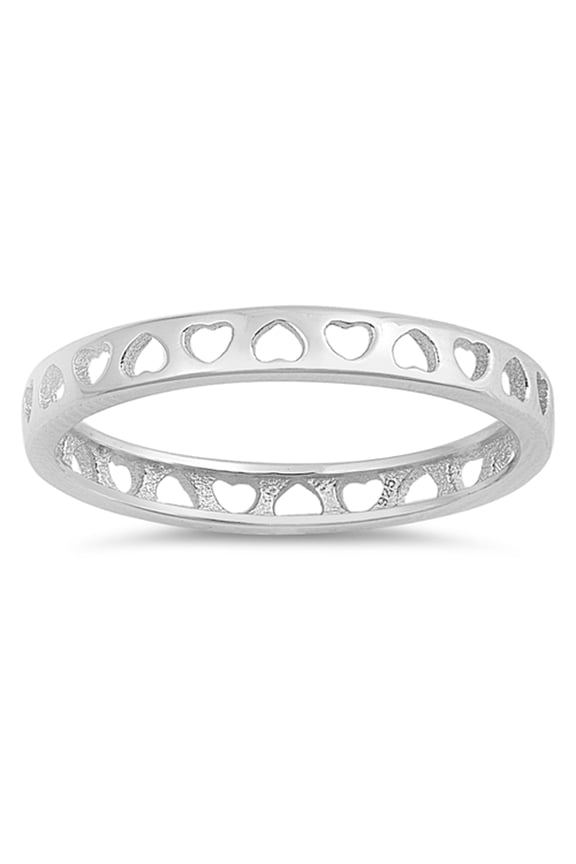 Heart Love Cutout Eternity Thin Thumb Ring .925 Sterling Silver Band Jewelry Female Male Size 8