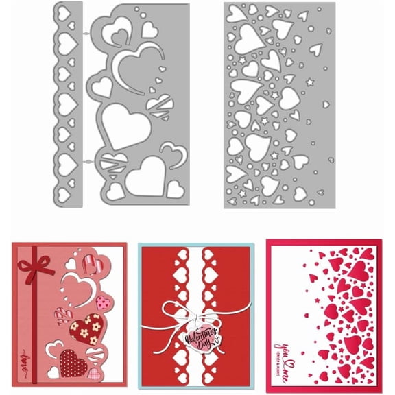 Heart Love Cutting Dies Stars Decorative Borders Metal Die Cuts Template Romantic Heart Shape Embossing Carbon Steel Stencils for Mother's Day Father's Day Wedding Invitation Card Making