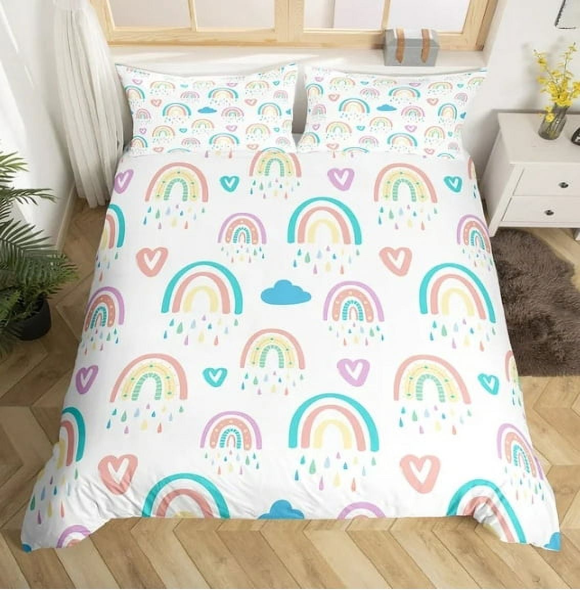 Heart Love Duvet Cover Sets Boys Girls Geometry Love Pattern Bedding
