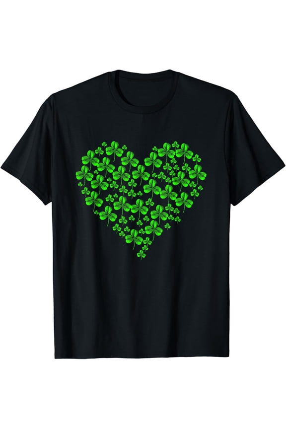 Heart Love Four Leaf Clover Lucky Shamrock St Patricks Day T-Shirt