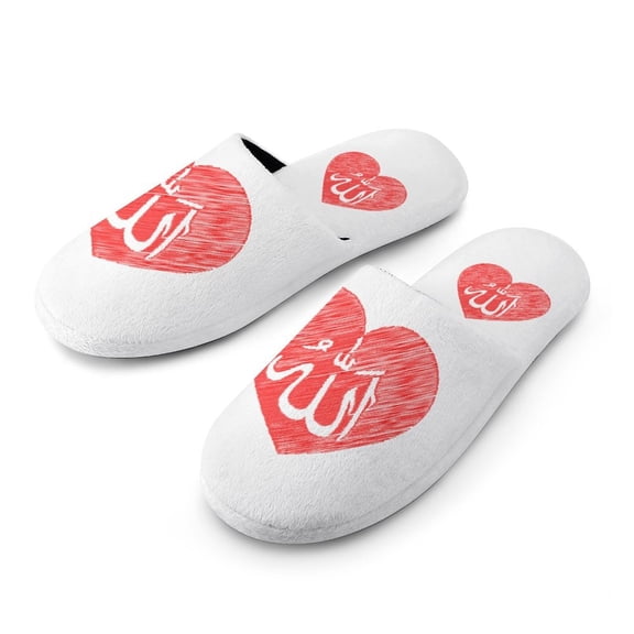 Heart Love House Slippers for Woman Men Warm Fannel Slipper Non-Slip TPR Slides Slippers 11-12