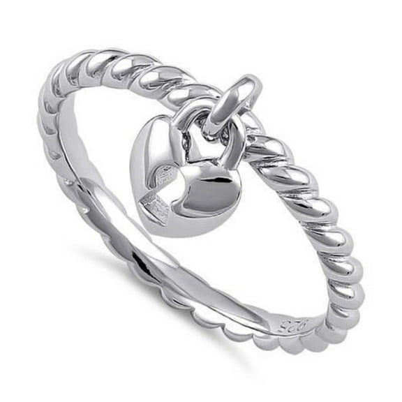 Heart Love Lock Silver Ring 925 Sterling Silver Charm Ring, Valentines Day Gift_10