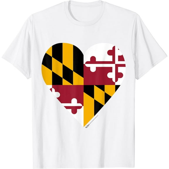 Heart Love Maryland State Flag T-Shirt
