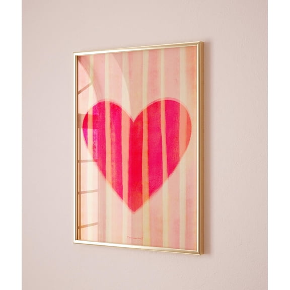 Heart Love Poster Pink Wall Art Stripe Preppy Psychedelic Eclectic Girly Design1 Poster, Unframed Size 8x12