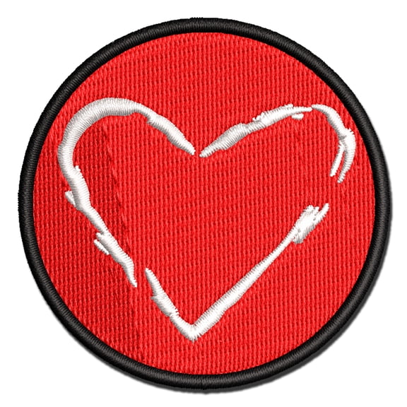 Heart Love Sketch Outline Applique Multi-Color Embroidered Iron-On Patch - 2.0 Inch Mini