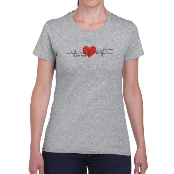 Heart Love Slogan Shaped T-Shirt Women -Image by Shutterstock, Female Medium