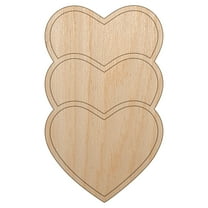 Heart Love Trio Wood Shape Unfinished Piece Cutout Craft DIY Projects - 4.70 Inch Size - 1/8 Inch Thick