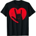 thumbnail image 1 of Heart Love Valentine's Day American Hand Sign Language ASL T-Shirt, 1 of 3