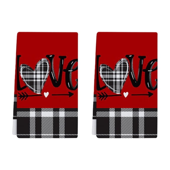 Heart Love Valentine's Kitchen Towels Dish Towels, 15.7x23.6 Inch Anniversary Wedding Decoration Hand Towels Set of 2 Valentine Dish Towels With Love Heart Patterns Valentine Hand Towels