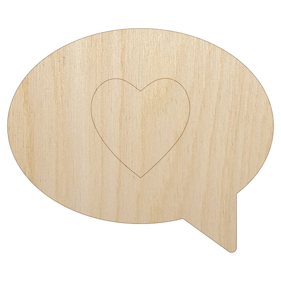 Heart Love in Text Callout Wood Shape Unfinished Piece Cutout Craft DIY Projects - 4.70 Inch Size - 1/4 Inch Thick