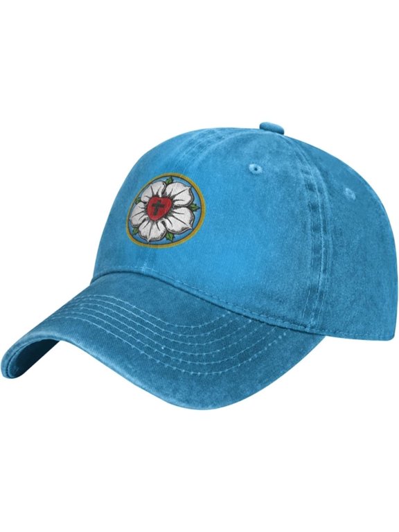 Heart Lutheran Rose Hat Adjustable Cowboy Baseball Cap for Men Women Trucker Cap