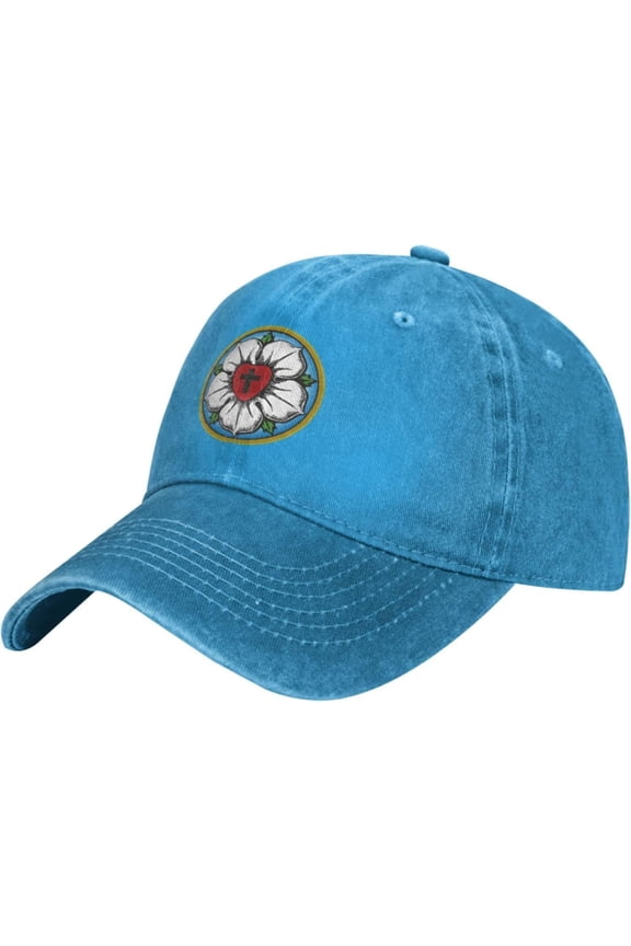 Heart Lutheran Rose Hat Adjustable Cowboy Baseball Cap for Men Women Trucker Cap