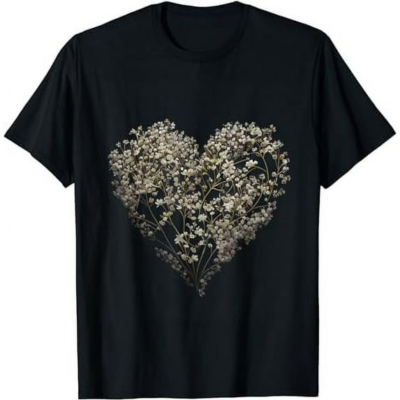 Heart Made Of White Flowers Graphic Tee Men Women Boys Girls T-Shirt