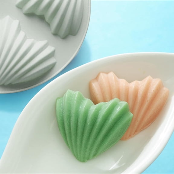 Heart Madeleine Pans, Set of 2, 8-Cavity Shell-Shaped Molds, Nonstick Silicone Madeleine Pan for Baking