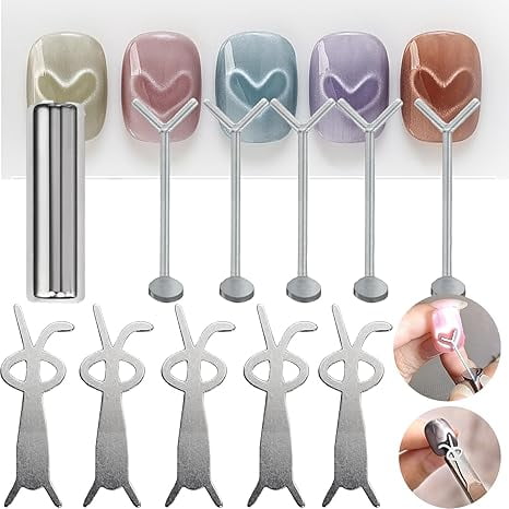Heart Magnet For Cat Eye Gel Polish,2025 New Cat Eye Magnet For Nails,Cat Eye Magnet,Magnetic Nail Art Tool With Y-Shaped Guide,Diy Manicure Kit For Stunning Nail Designs(10pcs)