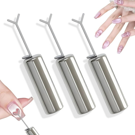 Heart for Cat Eye Gel Polish, Cat Eye for Nails with Y-Shaped Guide, DIY Manicure Kit for Home DIY, Salon, Studio,3PCS