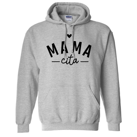 Heart Mamacita Hoodie Sweatshirt Unisex Medium Grey