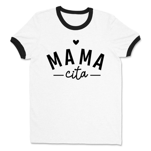 Heart Mamacita Ringer Tee Shirt Unisex Large White/Black