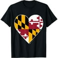 thumbnail image 1 of Heart Maryland State Flag Design T-Shirt, 1 of 4
