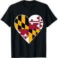 thumbnail image 1 of Heart Maryland State Flag Design T-Shirt, 1 of 4