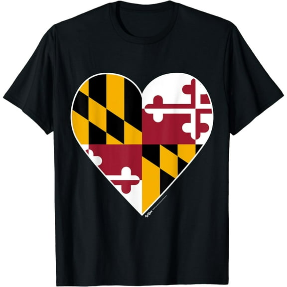 Heart Maryland State Flag Design T-Shirt