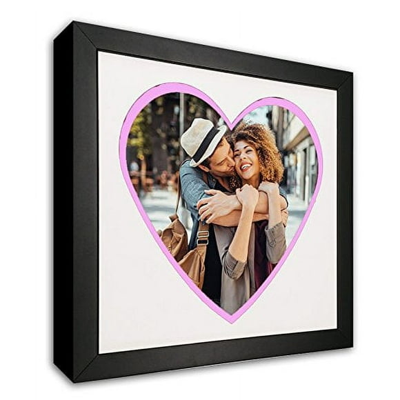 Heart Mat Cut-out Picture Frame with Pink Accent Made to Display 4x6-Inch Photos