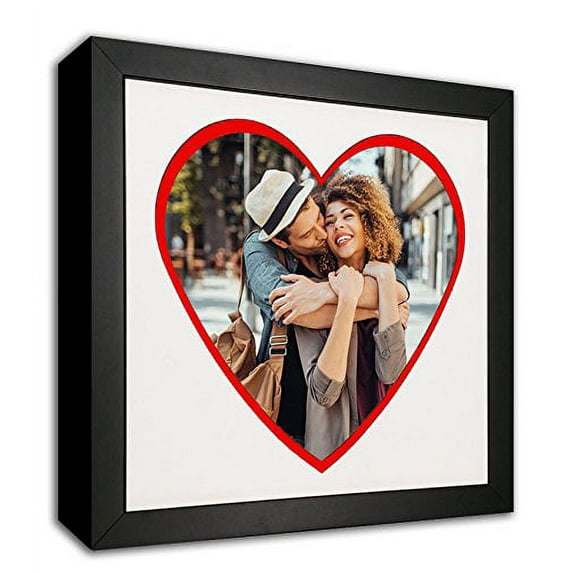 Heart Mat Cut-out Picture Frame with Red Accent Made to Display 4x6-Inch Photos