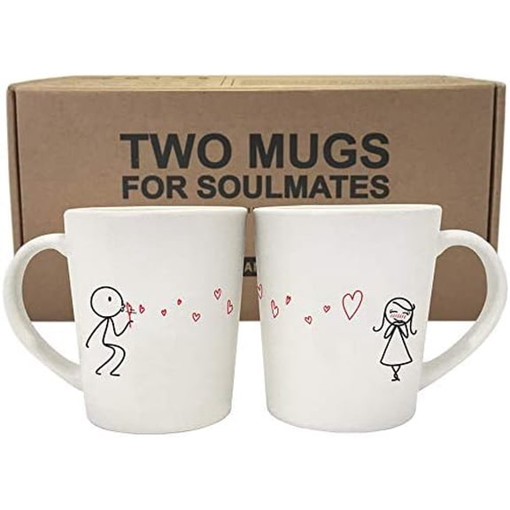 From My Heart to Yours His and Hers Matching Couple Coffee Mugs Set -Couples Gifts Valentines Anniversary Wedding Engagement Gifts for Wife Girlfriend Romantic Home Decor for Her