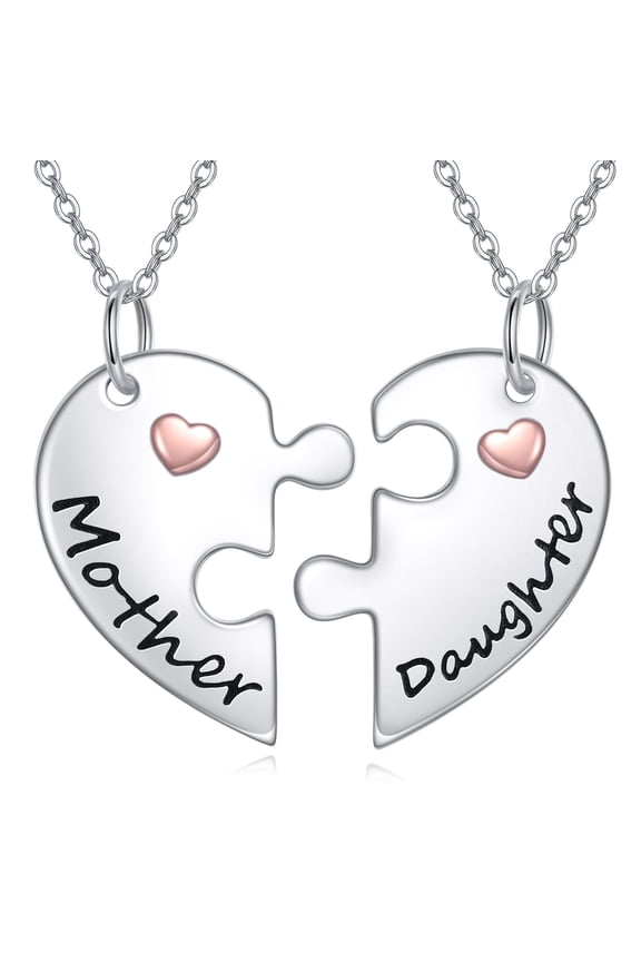Heart Matching Mom and Her Sweet Necklace 2 Sterling Silver Mother Jewelry Mommy Necklace Set Mothers Day Gifts for Women Wife