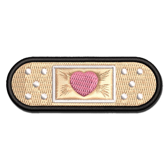 Heart Medical Bandage Love Hope Healing Applique Multi-Color Embroidered Iron-On Patch - 3 Inch Medium