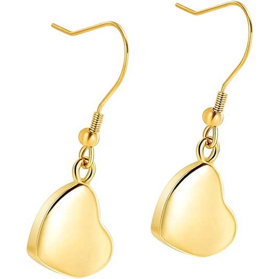 Heart Memorial Urn Earrings Stainless Steel Heart Cremation Jewelry Drop & Dangle Earrings for Ashes Keepsake Memorial Pendant Ash Jewelry