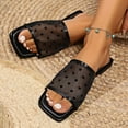 thumbnail image 1 of Heart Mesh Summer Slippers Women 2024 New Trend Outdoor Flat Sandals Women Flip Flops Design Ladies Shoes Black Plus Size 36-43, 1 of 6
