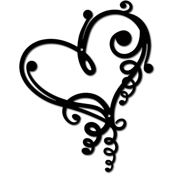 Heart Metal Wall Art Decor Black Wall Signs Love Iron Hanging Metal Ornament Sculpture for Patio Balcony Garden Home Living Room Kitchen Decoration Indoor Outdoor Gift 11.8x9.2Inch