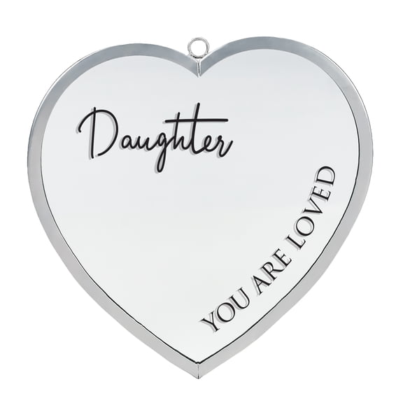 Elanze Designs Daughter You Are Loved Heart Shaped Silver 8 x 8 Metal and Glass Wall Mounted Mirror