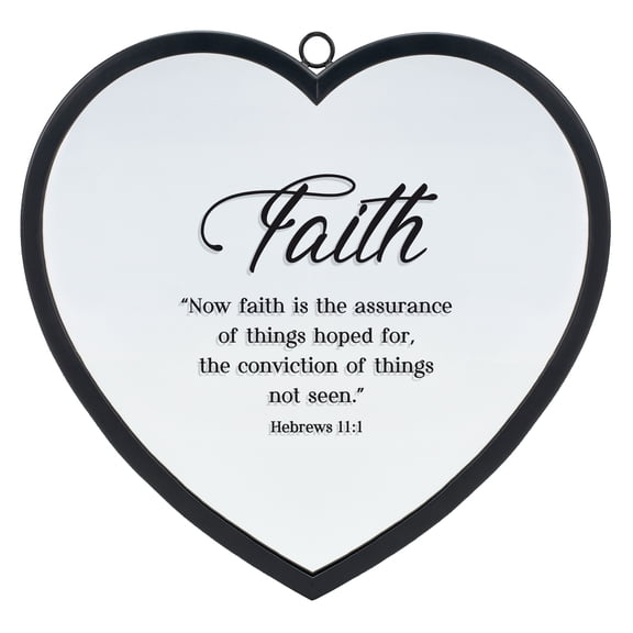 Elanze Designs Faith Heart Shaped Black 12 x 12 Metal and Glass Wall Mounted Mirror