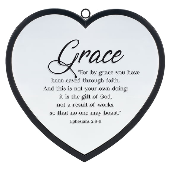 Elanze Designs Grace Heart Shaped Black 12 x 12 Metal and Glass Wall Mounted Mirror
