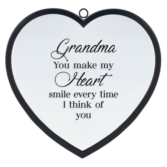 Elanze Designs Grandma You Make My Heart Smile Heart Shaped Black 12 x 12 Metal and Glass Wall Mounted Mirror