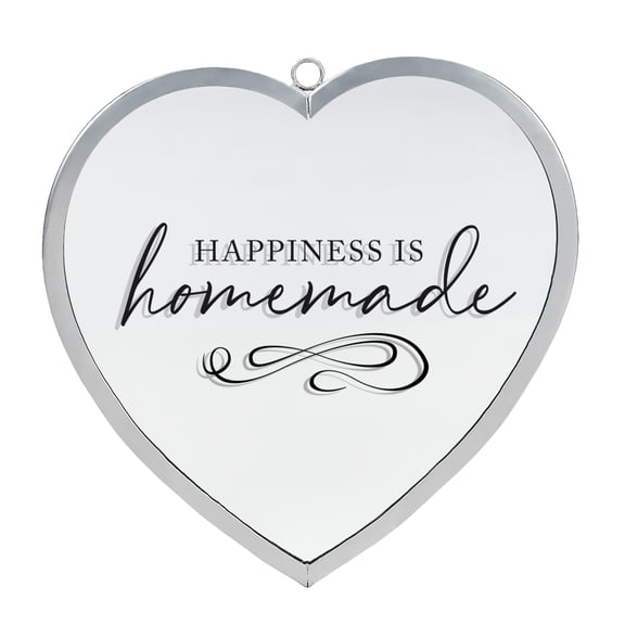 Elanze Designs Happiness Is Homemade Heart Shaped Silver 10 x 10 Metal and Glass Wall Mounted Mirror