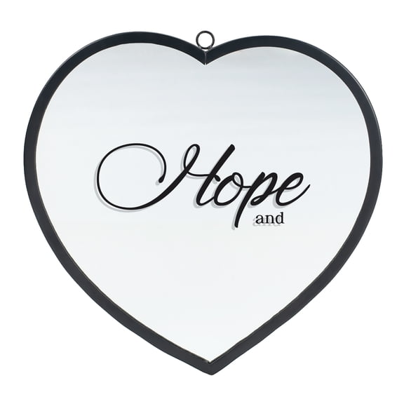 Elanze Designs Hope And… Heart Shaped Black 10 x 10 Metal and Glass Wall Mounted Mirror
